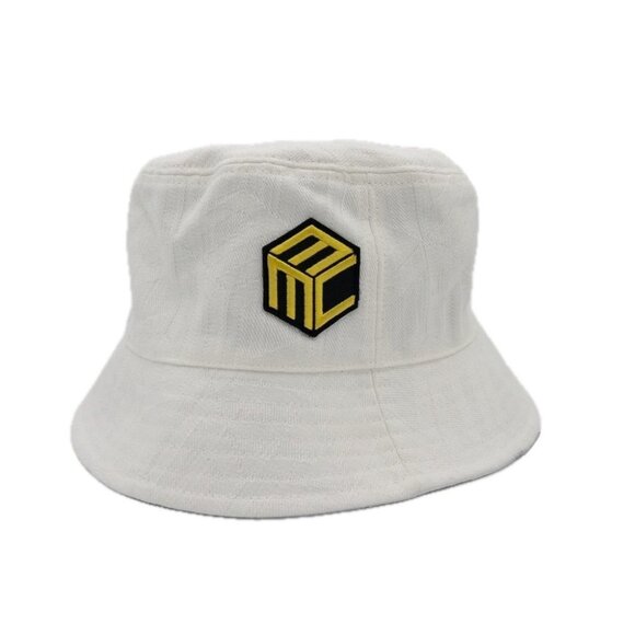 MCM Cubic Logo Jacquard White Bucket Hat - Picture 1 of 7